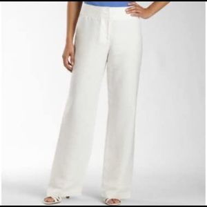 Lane Bryant White Wide Leg Linen Blend 